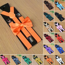 2 Piece Pack Adjustable MENS Suspenders Braces Pre Tied Bow Tie Mens Womens