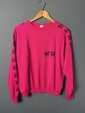 Vintage 80s Womens XL Pink Sweatshirt with Stenciled Cats Soft  Thin 1980s