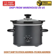 2 Quart Slow Cooker Crock Pot Black, New Programmable Oval Small Families Single
