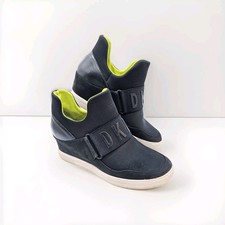 DKNY Cosmos Logo Low Top Wedge Slip On Sneakers Shoes Women's 8.5M Retro