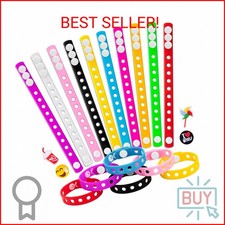 HTZNHXT 20 Pcs Silicone Charm Bracelets, 8 Inch Bracelets Bulk Band for Kids, Si
