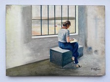 TABLEAU HUILE SUR TOILE EDWARD HOPPER signé et estampillé vintage art 20 X...