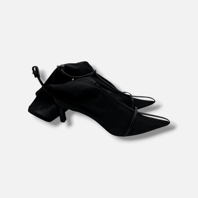JIL SANDER Women's Black 65mm Mesh & Leather Ankle Boots Size 37