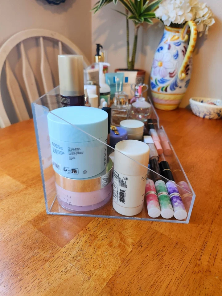 Deluxe Acrylic Beauty Organizer - Large Tray - Bathroom Counter - Vanity, Clear - Image 3 of 4