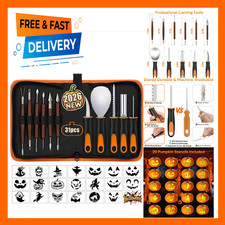 Halloween Pumpkin Carving Kit with Stencils 31 Pieces Professional Tools for