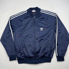 Vintage Adidas Track Jacket Mens Large Blue 3 Stripe Trefoil 80s ATP Keyrolan