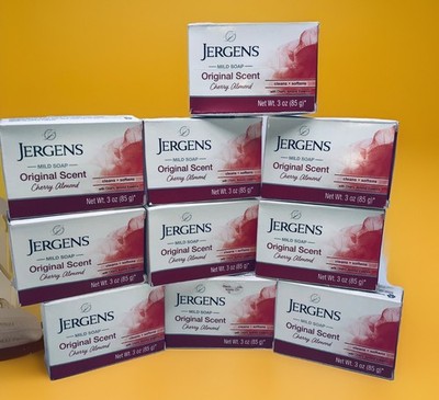 Jergens Original Scent Cherry Almond Soap Bars 10 Bars 3 oz ea. Cleans & Softens