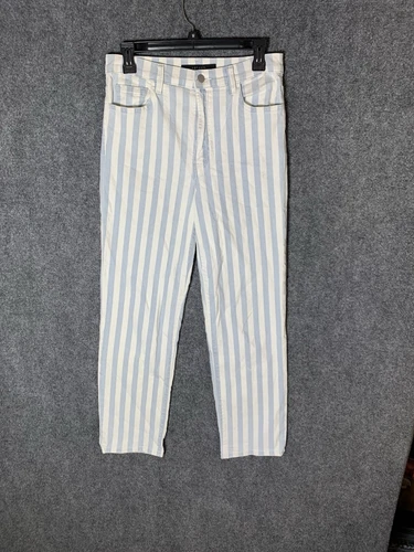 J BRAND Jules Striped High Rise Straight leg Jeans Size 28 Blue White Striped - Picture 4 of 23