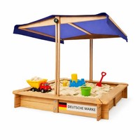 Sandkasten 98X98X17Cm HöHenverstellbares Dach Abdeckung Buddelkasten Uv Schutz