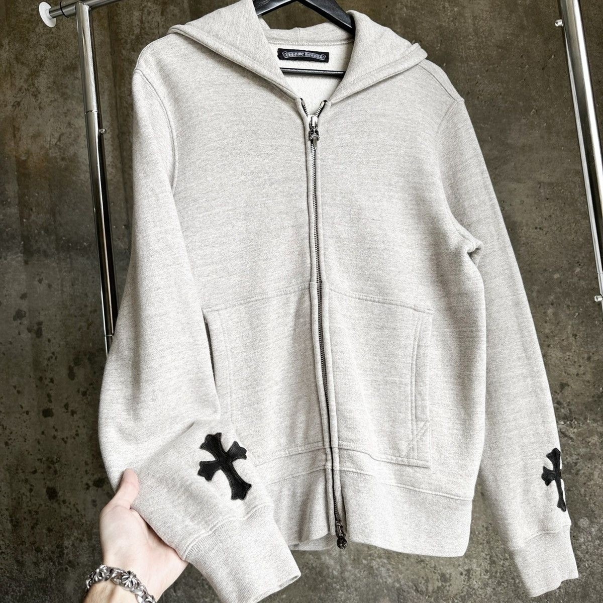 トップス Chrome Hearts CH CROSS sweat zip up Chrome Hearts Heather Cross Patch Zip Up Hoodie | eBay
