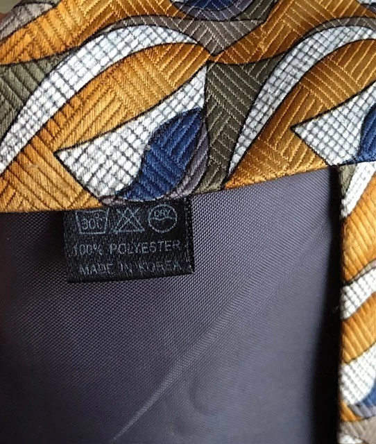 Corbata de cuello Marquis dorado azul poliéster para hombre 60" x 4" ~usada en excelente estado~ Foto 4 de 4