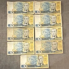 Banco Central do Brasil 100 Cruzados Banknotes Lot of 9 Brazil