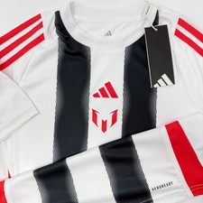 Adidas Messi Youth Soccer Jersey White Black Red Aeroready Medium 11 12Y NEW