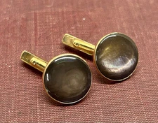 Vintage Swank Cufflinks Gold Tone Dark Pearl Shell Tone