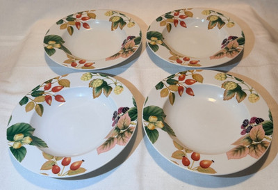 4 Apollo Porcelain Nancy Calhoun English Country Fruit Rimmed Soup Bowls *Mint*