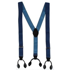 CTM Men's 35mm Wide Elastic and Leather Button-End Suspenders