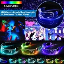 Clear Lenses 7 Color LED Flashing Light Up Visor Glasses Goggles Rave Party
