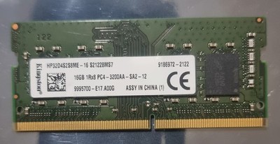 Kingston PC4-25600 PC4 3200AA 16GB 1x16GB DDR4 1RX8 3200MHz 260pin Arbeitsspeicher Ram
