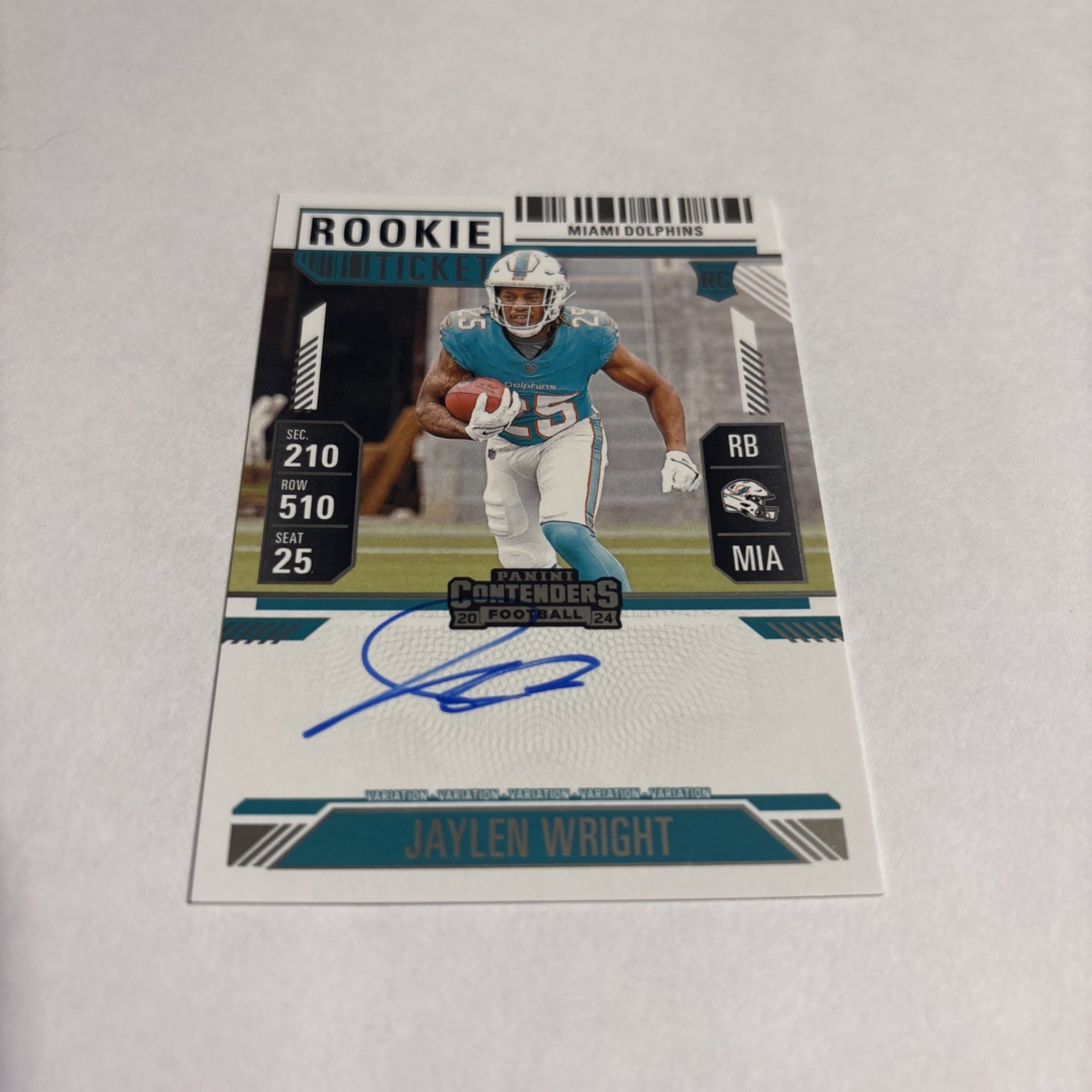 2024 Contenders - Rookie Ticket RPS Variation Jaylen Wright #132 Dolphins