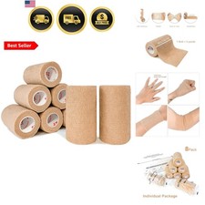 8 Pack 4" x 5 Yards Beige-Self Adhesive Cohesive Bandage Wrap, Self Adherant...