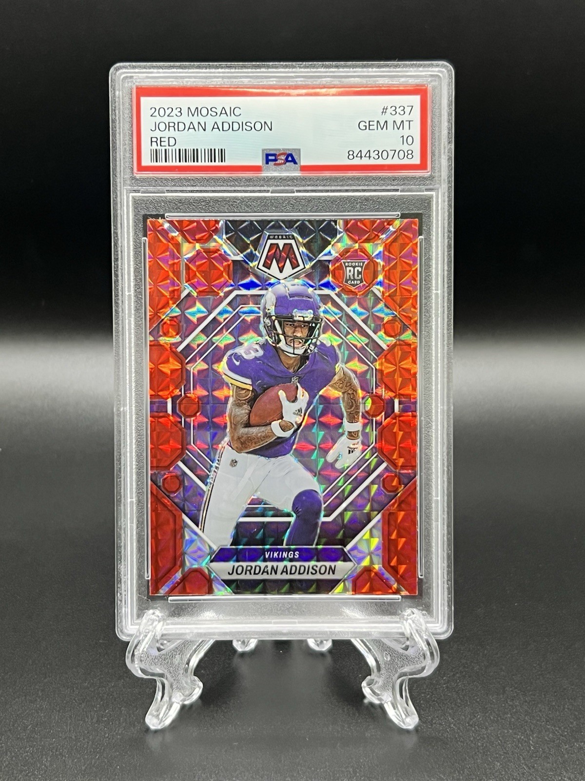 2023 Panini Mosaic Jordan Addison #337 Red Mosaic Prizm (RC) - PSA 10 🔥💎