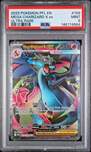 2025 Pokemon Phantasmal Flames Mega Charizard X ex Ultra Rare #109 - PSA 9