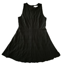 Loft Woman’s Size 14 Black Tier Eyelet Cotton Stretch Sleeveless Dress Lined 14