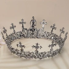 10cm Tall Men's Vintage Royal King Drama Skull Cross Metal Tiara Crown For Men