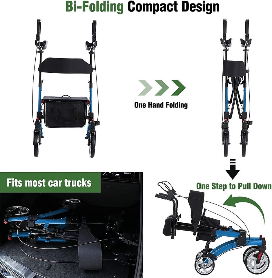 Healconnex Upright Rollator Walkers for Seniors Stand up Rolling