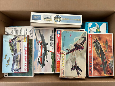 Vintage Model Kits Lot of 13 1/48 1/72 1/100 Tamiya Airfix Lindberg Hasegawa