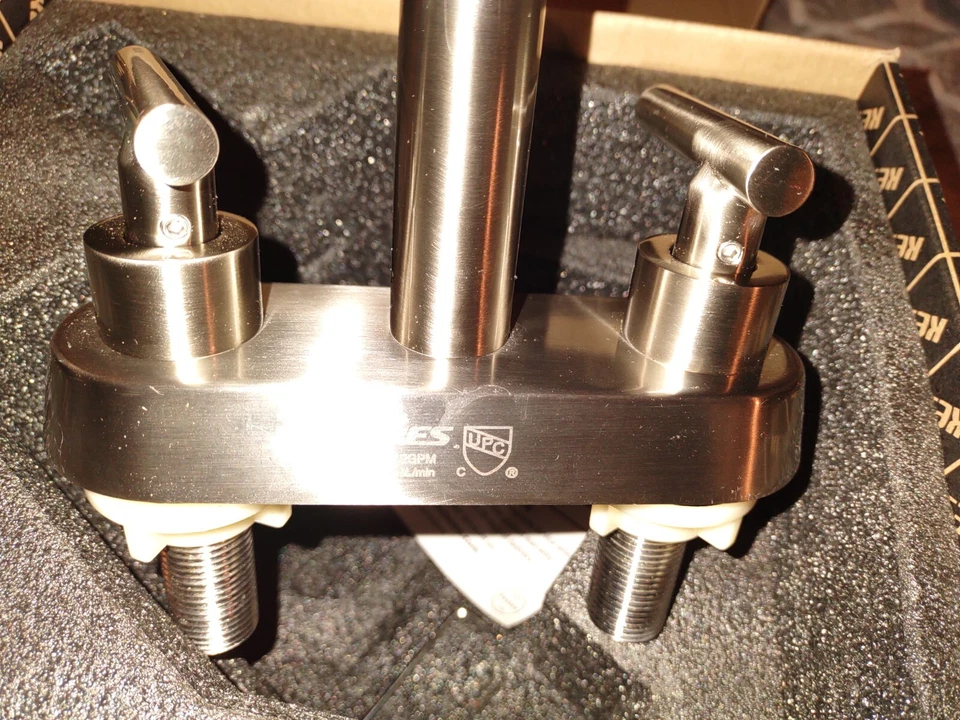 Grifo de lavabo de baño KES níquel cepillado moderno juego central tocador 4" extensión  Foto 3 de 4