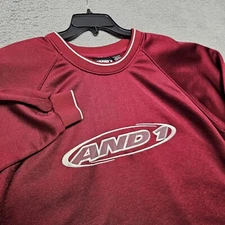Vintage And1 Sweatshirt Embroidery Logo Front Mens Medium Long Sleeve Red 