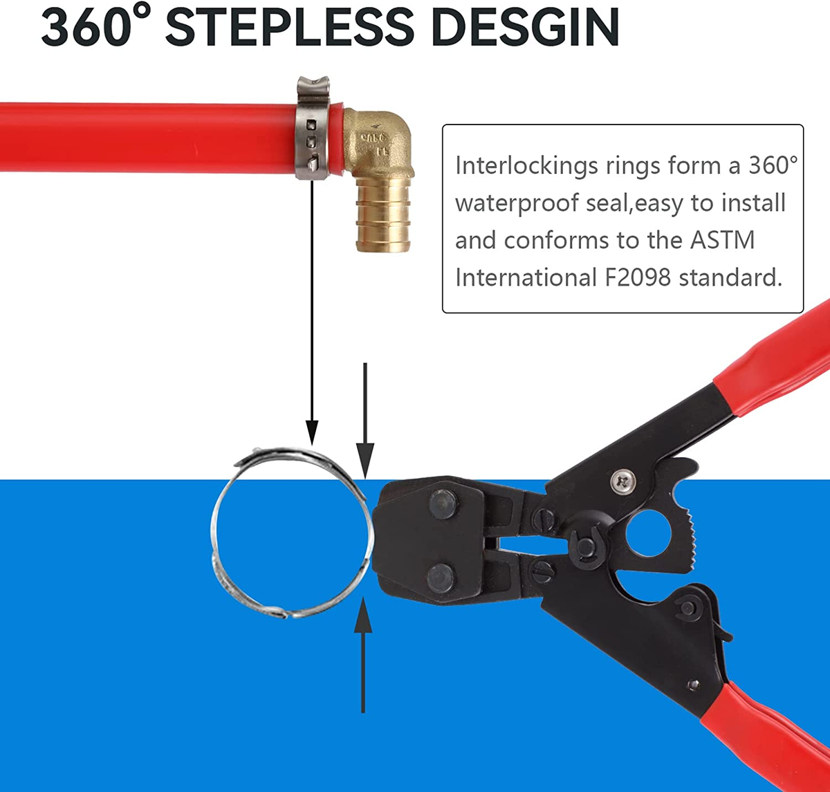 Snapklik.co : 100 Pack 1/2 Inch Pex Cinch Clap Rings,Preiu 304 Stainless Steel PEX Crip