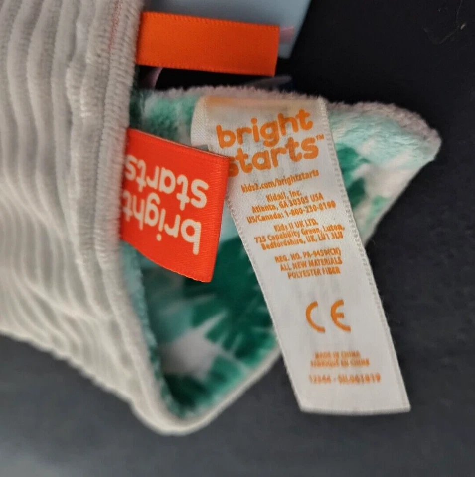 Taggies Bright Starts Elefante Bebé Manta de Seguridad Lovey Acanalada Hojas Verdes Foto 2 de 4