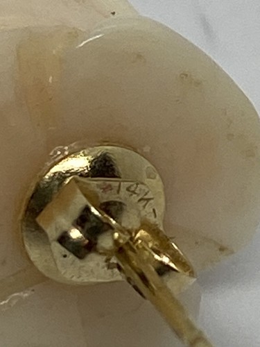 Engelshautkoralle geschnitzt 14 K Gold Ohrringe - Bild 8 von 12