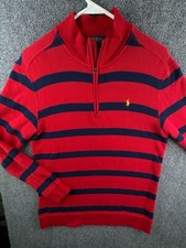 Polo Ralph Lauren Boys XL 18-20 Pullover Knit 1/4 Zip Sweater Cotton Striped