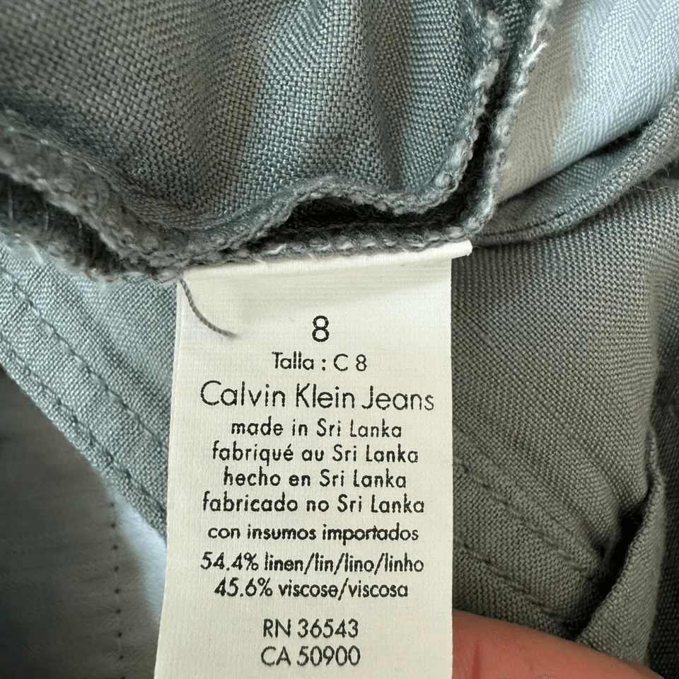 Pantalones Cortos Clásicos Calvin Klein Mezcla de Lino Color Salvia Talla 8 Foto 4 de 4