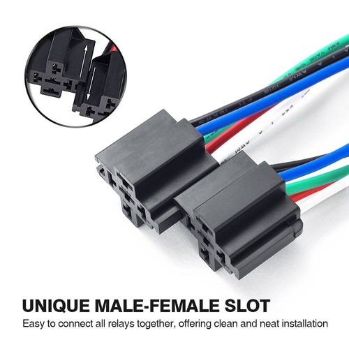 Paquete de 6 arnés de interruptor de relé de fusible de 5 pines universal SPST 14AWG fusible 30A 12V EE. UU. - Imagen 7 de 9