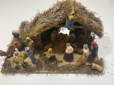 18 pc Vintage Mexican Nativity Christmas Manger Figurines Made In Mexico