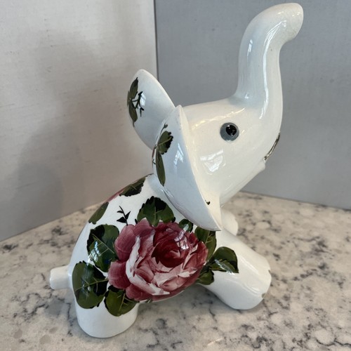 RARE Large 8” Nekola Plichta WEMYSS Ware Cabbage Rose Pottery ELEPHANT - Picture 18 of 18