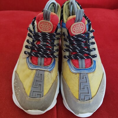 VERSACE Men Shoes Chain Reaction Low Top Sneakers Suede Size 37 US 4 UK 3