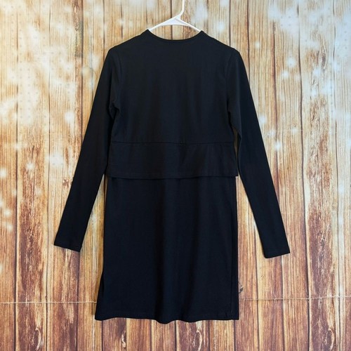 Boohoo Women’s Long Sleeve Crew Neck Black Oversized T-Shirt Dress Size 4 - Picture 4 of 11