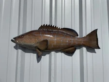 32" Black Grouper Half Mount Fish Replica - In Stock & Ready to Ship