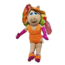 Vintage Jim Henson Miss Piggy Plush Doll 12" Sun Hat Stuffed Animal No Skirt
