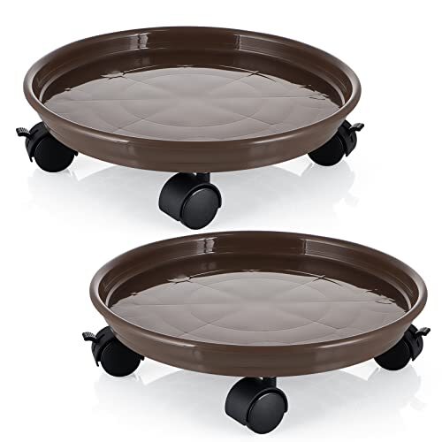 13" Plant Caddy Movable Plant Stand Pot Saucer Plant Pallet Tray Trolley with... - Picture 1 of 7