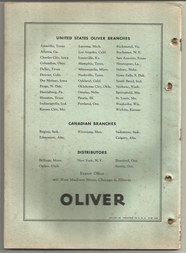 Oliver Ann Arbor Pickup Baler Model 17X22 Hay Straw Combine Parts List Catalog - Picture 2 of 2