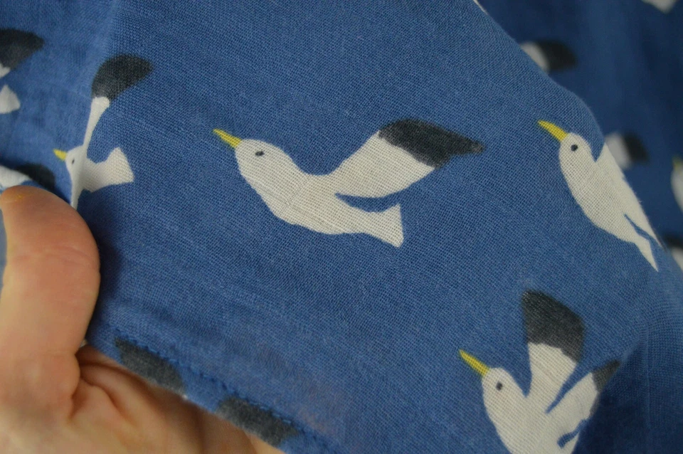 Gymboree Gaviota Bebé Manta Envoltura Azul Blanco Gris Muselina Algodón Lovey Birds Foto 4 de 4