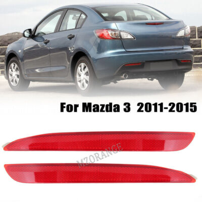 Pair Of Red Rear Bumper Reflectors For Mazda 3 BL (2009-2013) - Left & Right Side Direct Fit Replacement Lights 4 thumbnail image