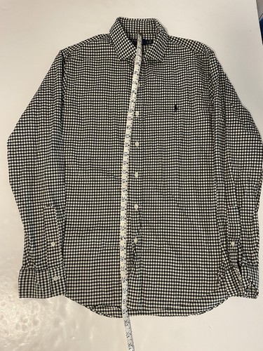 Polo Ralph Lauren camicia slim fit uomo grande nera Gingham con bottoni manica lunga - Foto 6 di 11