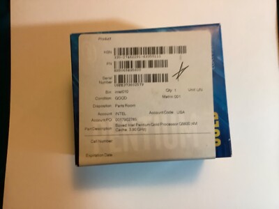 G5600, 3.9 GHZ, 4MB Cache, LGA1151. intel(R) Pentium(R) Gold. G5600. Product Cod